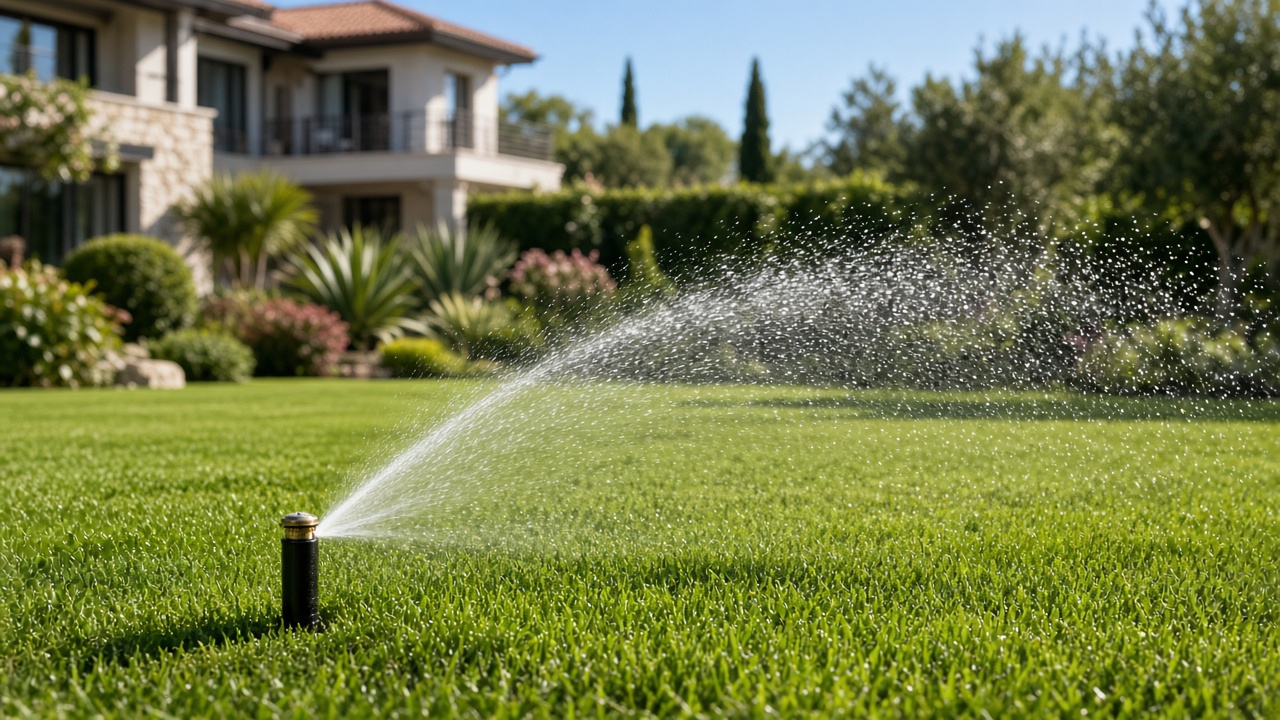 Antalya otomatik sulama — pop-up sprinkler çim sulama sistemi